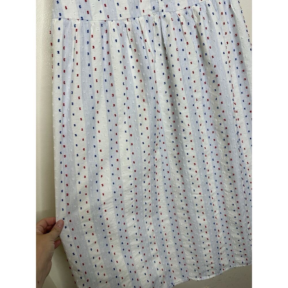 Loft Patriotic Swiss Dot Cotton Clip Strappy Button Midi Dress Sz 14 MSRP $120 - Picture 8 of 12